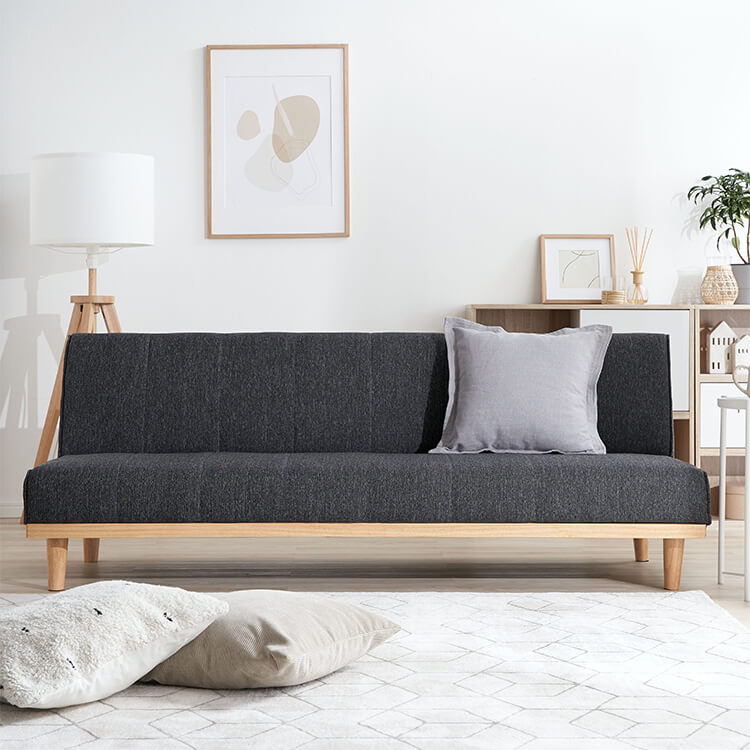 Sofa bed, reclining, 2-seater, low sofa, single, gray, compact, foldable, one-room, low sofa bed