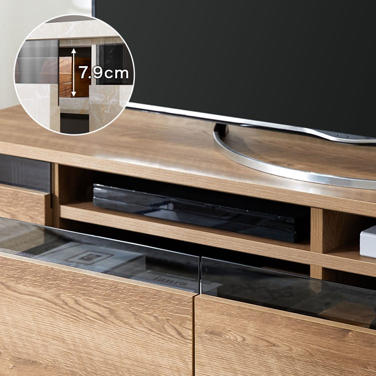 Japanese-made wooden TV stand with stone pattern [width 240]