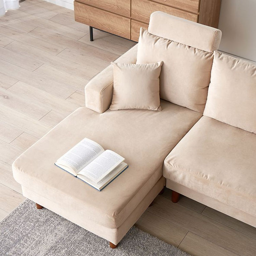 Velvet-like 3-seater couch sofa High-back sofa