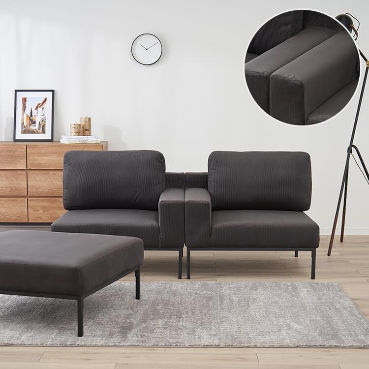 Velvet-like couch sofa, dark grey