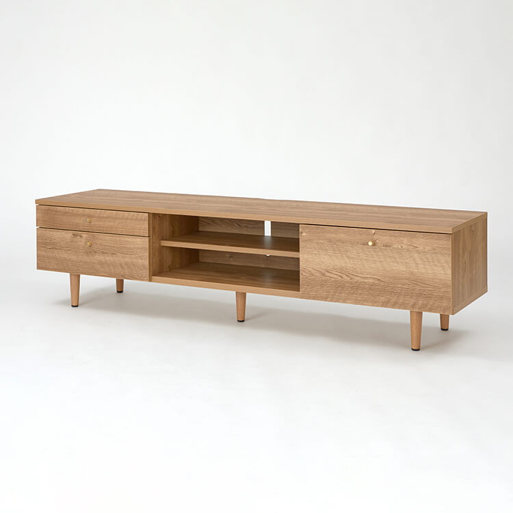 Wood-grain TV stand, brass, wooden legs, made in Japan [width 180]