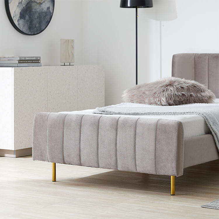 Velvet-like fabric bed frame [S]