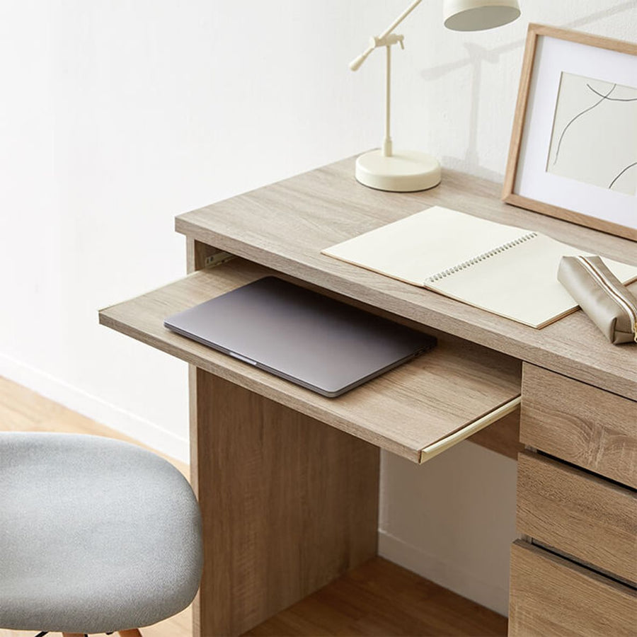 Computer desk with integrated storage for A4 size documents