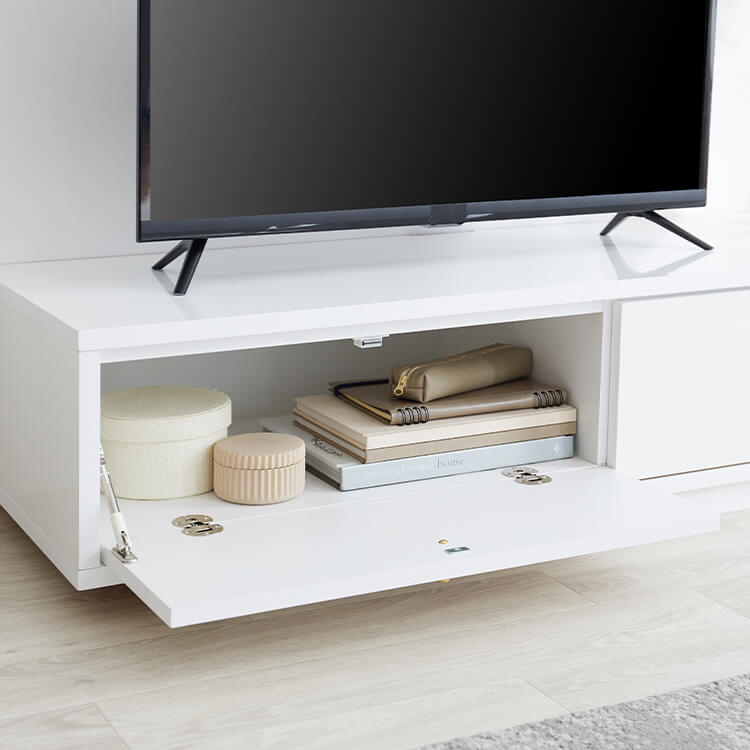 TV stand, TV board, brass, low board, storage shelf, drawer, TV rack, power strip storage, made in Japan