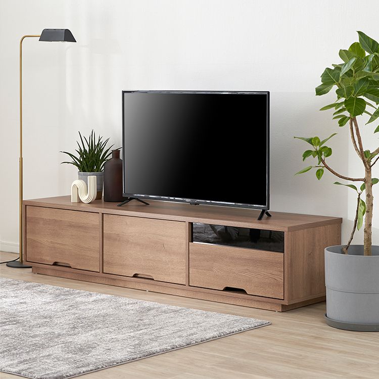 Wood grain TV stand with large storage capacity