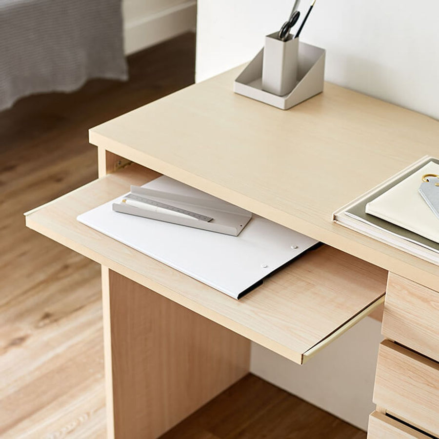 Computer desk with integrated storage for A4 size documents