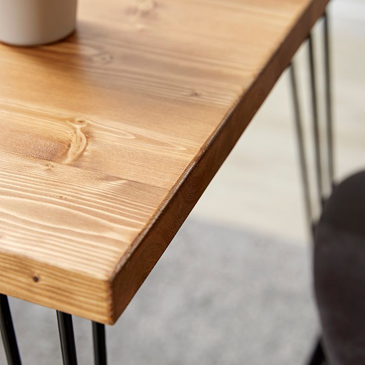 Wooden dining table, square, solid wood, steel legs