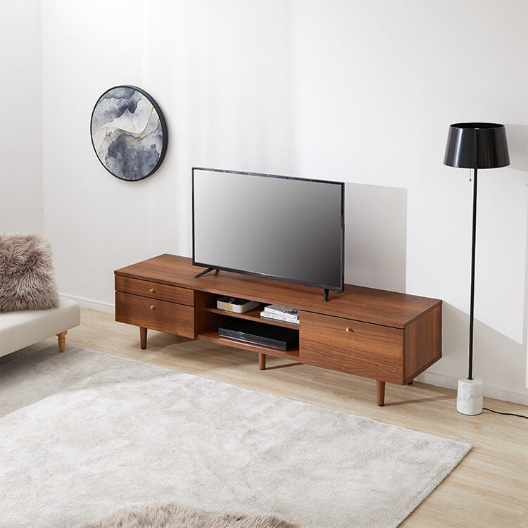 Wood-grain TV stand, brass, wooden legs, made in Japan [width 180]