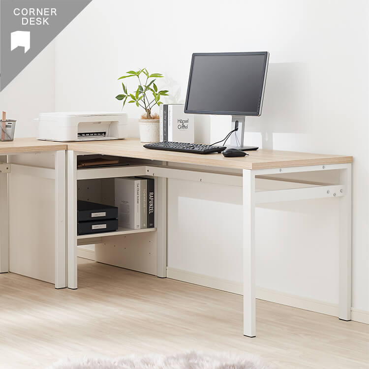 L-shaped desk with storage PC desk