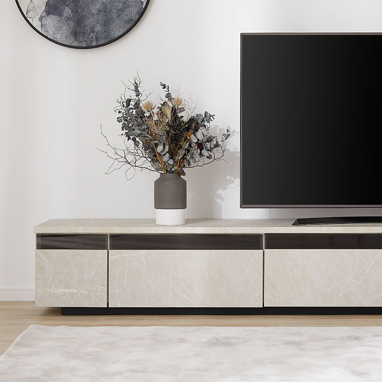 Japanese-made wooden TV stand with stone pattern [width 240]