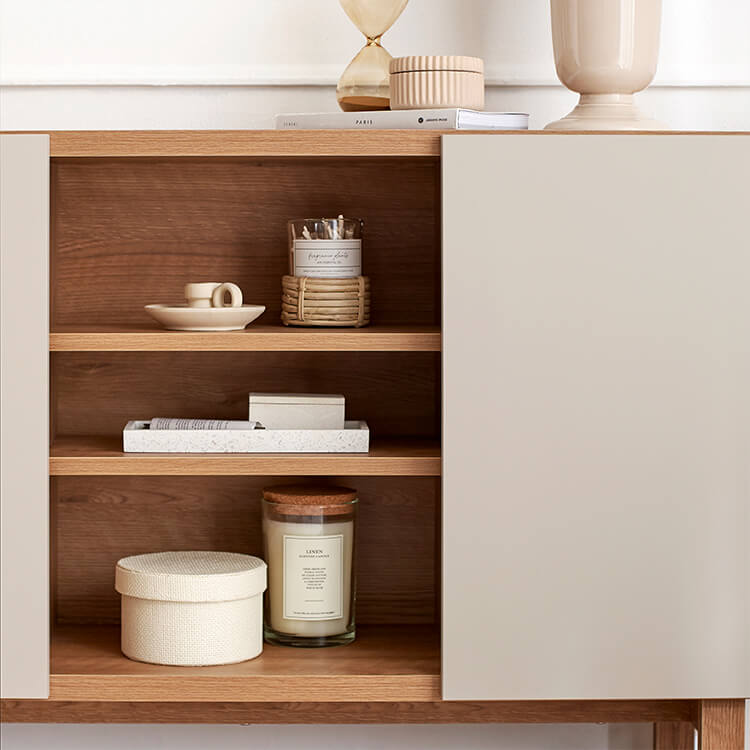 A stylish sideboard in shabby natural and beige