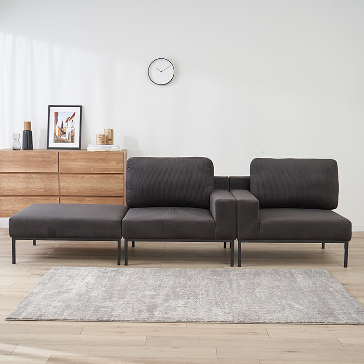 Velvet-like couch sofa, dark grey