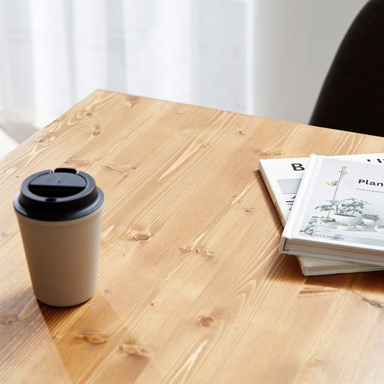 Wooden dining table, square, solid wood, steel legs