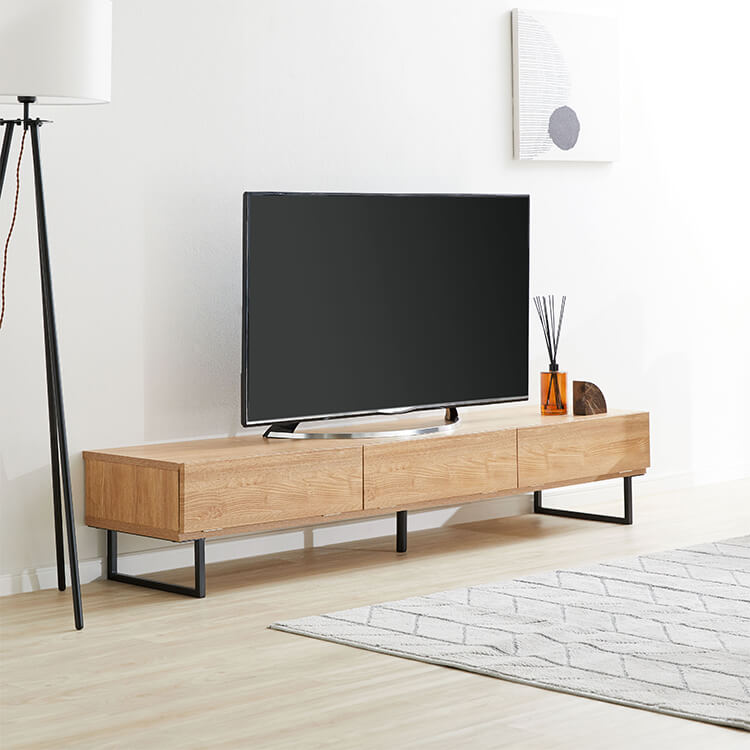 Stylish wooden TV stand with steel legs