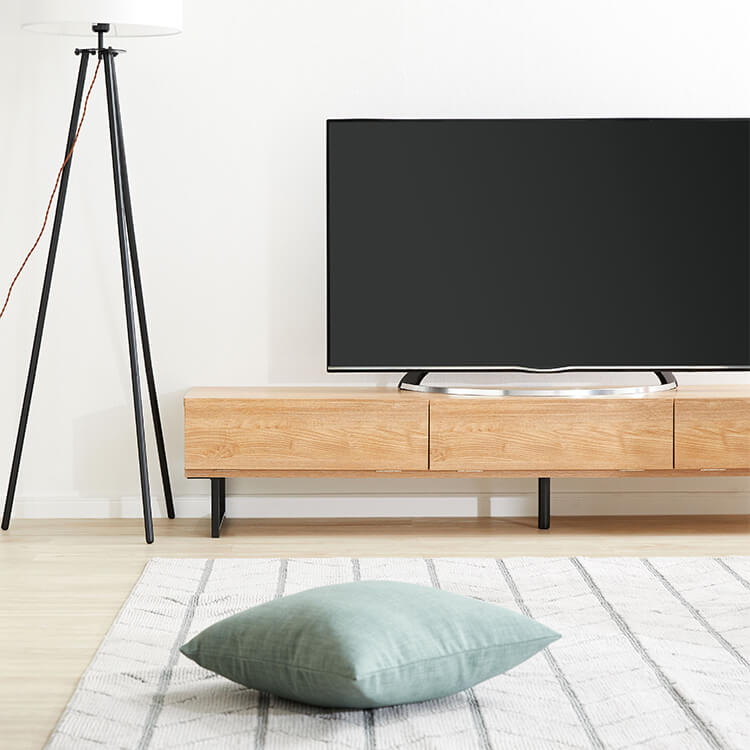 Stylish wooden TV stand with steel legs