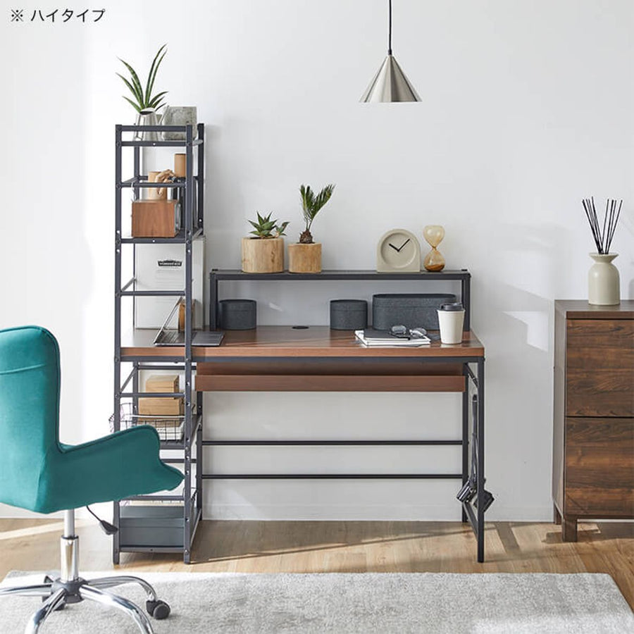 Computer desk, choose from 3 types, with bookshelf and storage