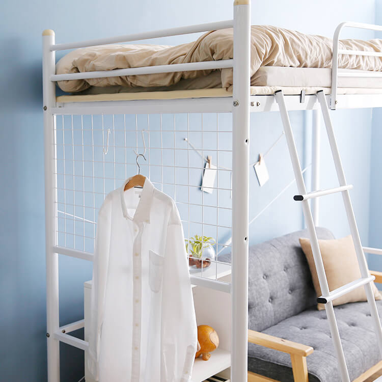 Loft bed with anti-squeak mat and height adjustable [S]
