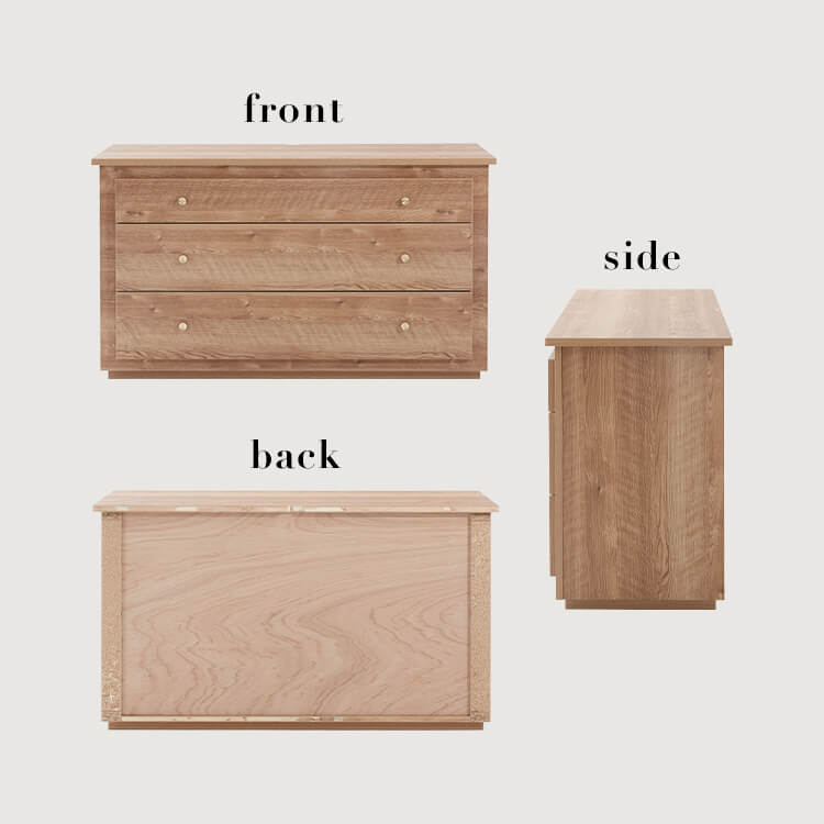 Chest of drawers Living room storage Wooden 3-drawer Clothes chest Low type Made in Japan