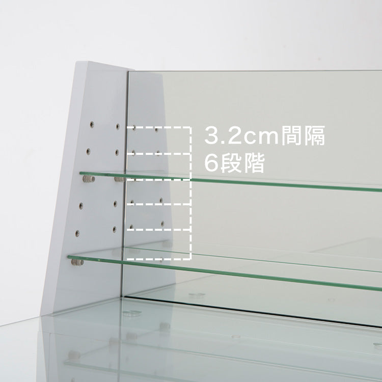 Nail desk with glass shelf, slim, glass top, wagon