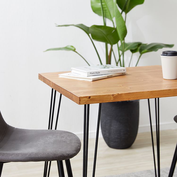 Wooden dining table, square, solid wood, steel legs