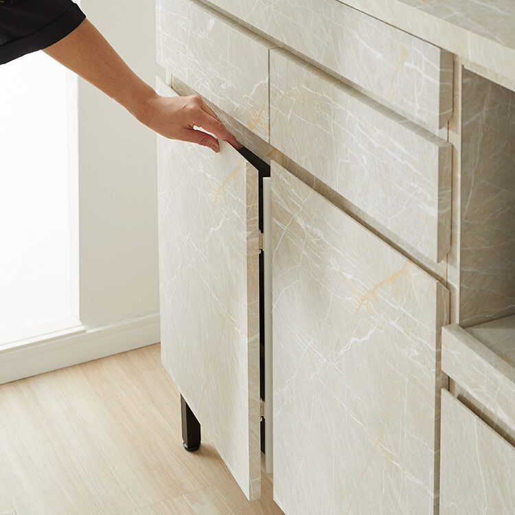 キッチンカウンター キッチンラック 食器棚 大理石柄 キッチンボード キッチン収納 スライド 国産 ストーン風