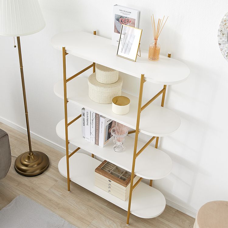 Stylish white and gold open shelf with 4 shelves