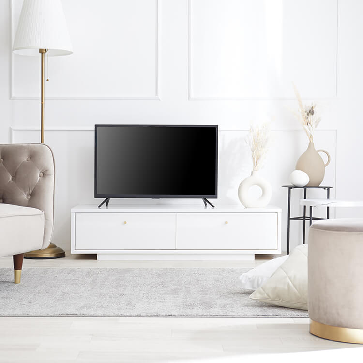 TV stand, TV board, brass, low board, storage shelf, drawer, TV rack, power strip storage, made in Japan