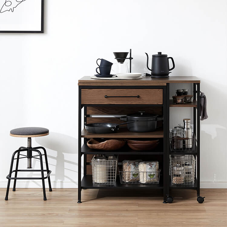 伸縮式キッチンカウンター 木目調