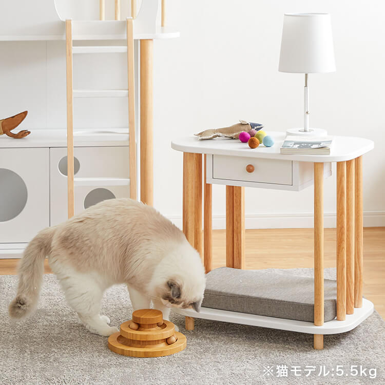 LOWNYA Cat Bed &amp; Cushion Set Pet Side Table