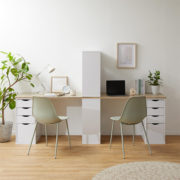 ツインデスク 2人用学習机 組み換え自由 木目調