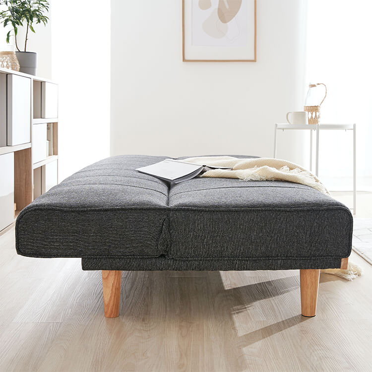 Sofa bed, reclining, 2-seater, low sofa, single, gray, compact, foldable, one-room, low sofa bed
