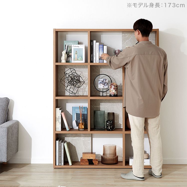 Bookshelf that can also be used as a partition, large capacity storage, stone pattern