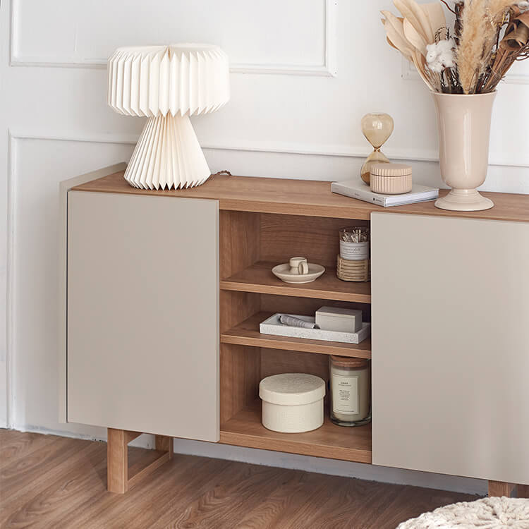 A stylish sideboard in shabby natural and beige
