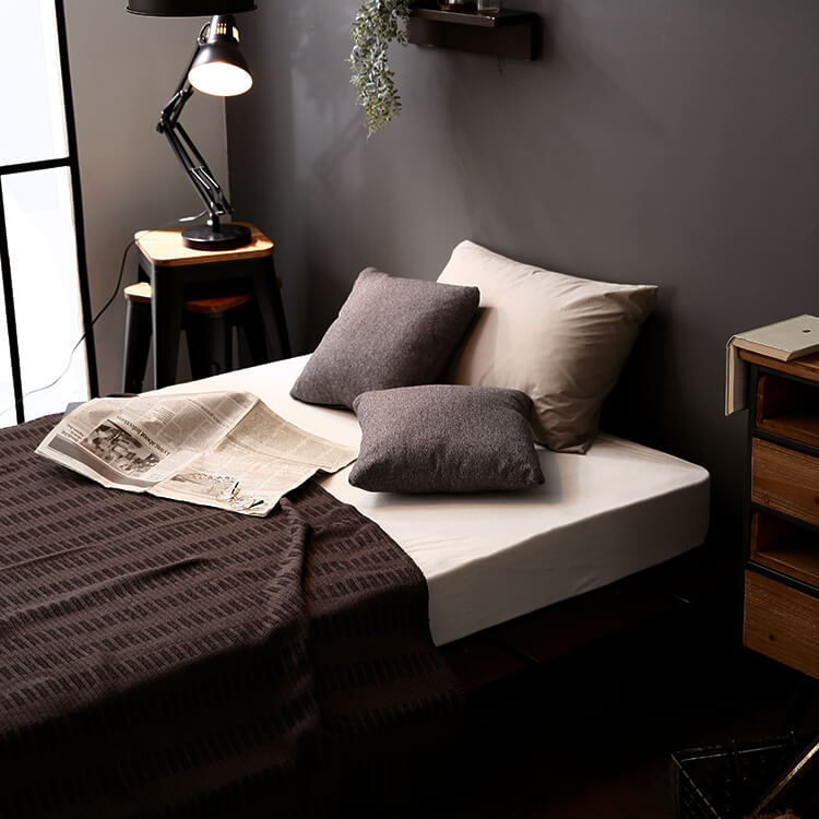 Bed frame, low type, slatted base, wooden, solid pine [D]
