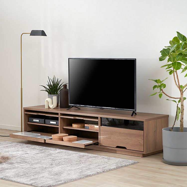 Wood grain TV stand with large storage capacity