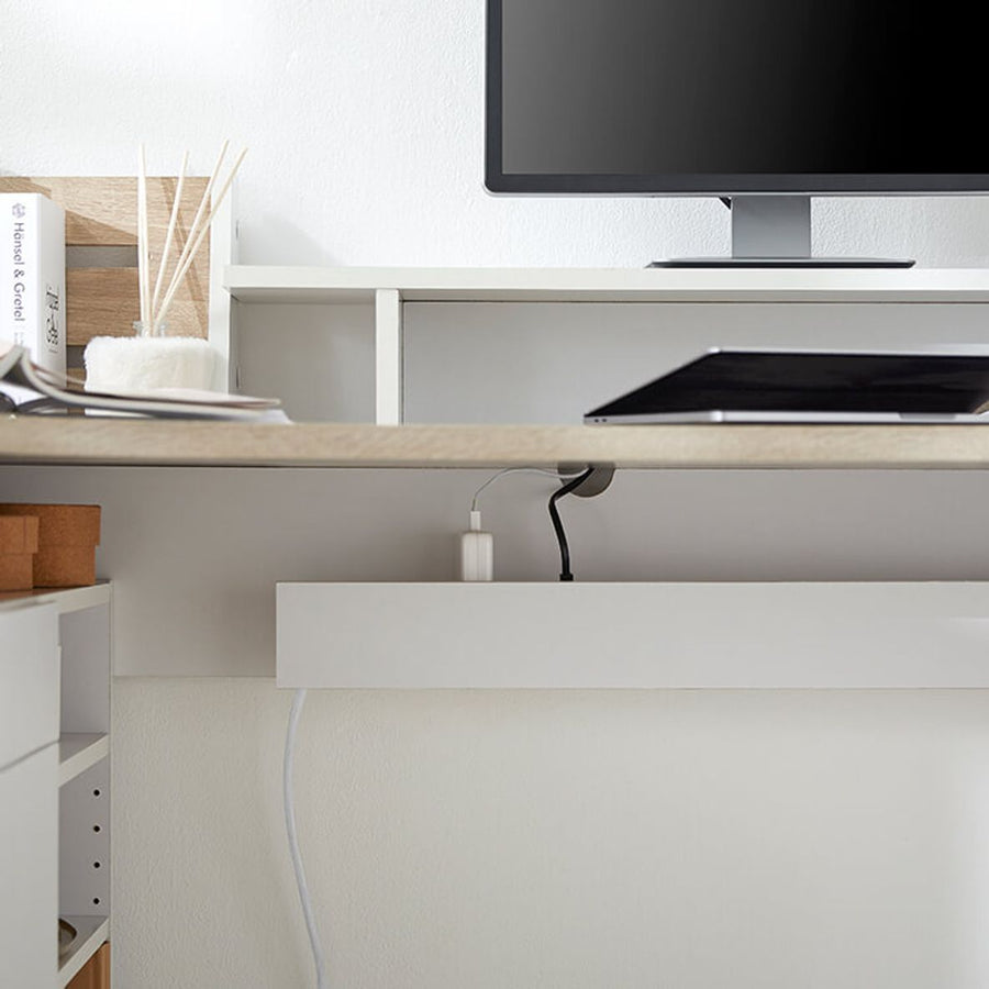 Computer desk, L-shaped desk, with drawer, office desk, with storage