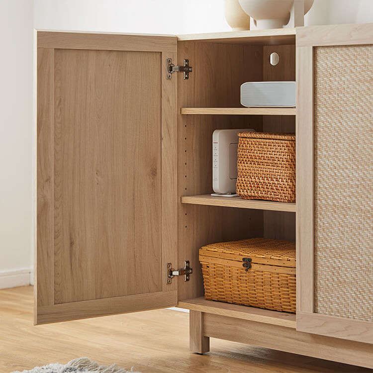Cabinet Sideboard Storage Shelf Living Room Linen-like Natural