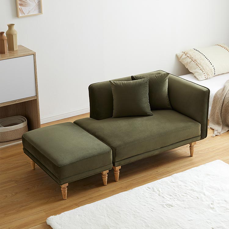 Compact size couch sofa with velvet finish