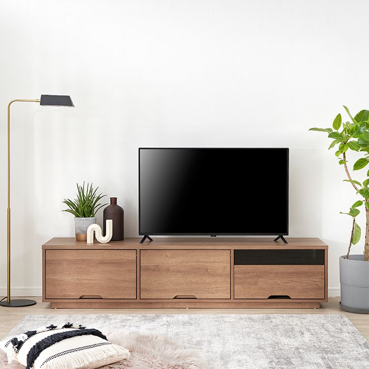 Wood grain TV stand with large storage capacity