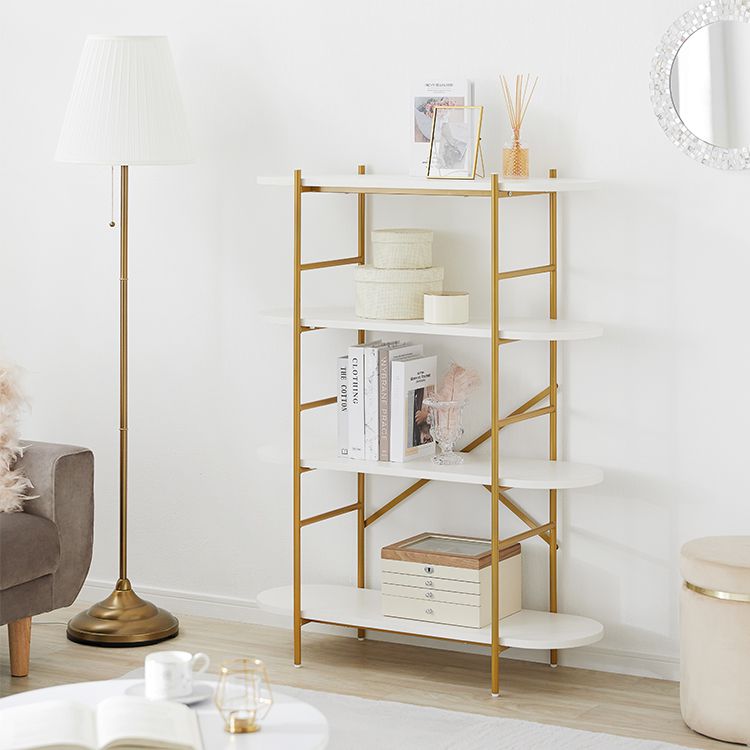 Stylish white and gold open shelf with 4 shelves