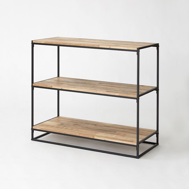 Wood-grain open shelf, display rack, solid wood look, 3 shelves