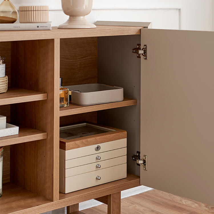 A stylish sideboard in shabby natural and beige