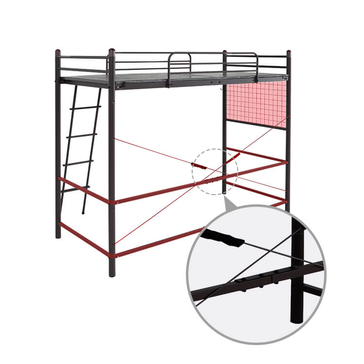 Loft bed with anti-squeak mat and height adjustable [S]