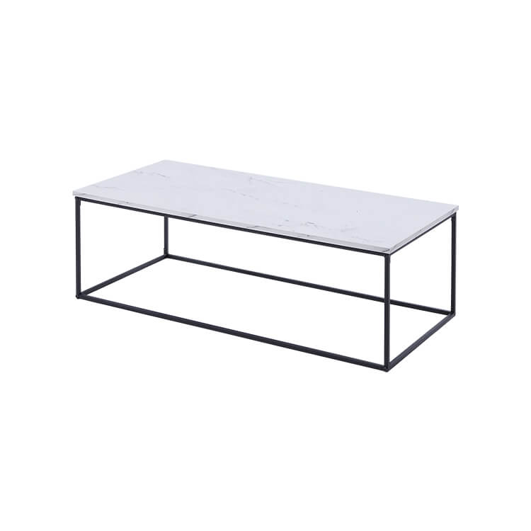 Living room table, low table, low desk, rectangular, steel, marble pattern