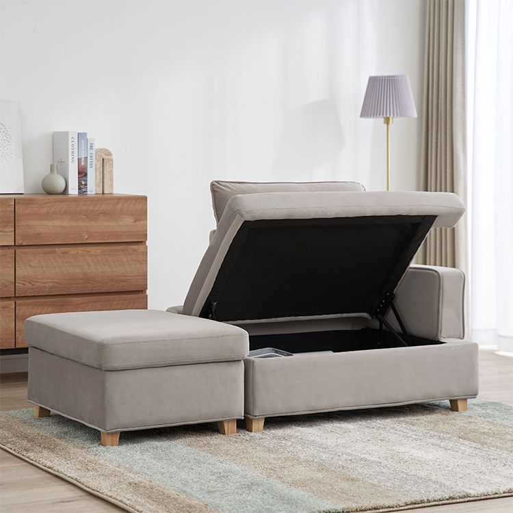 Velvet-like 2-seater couch with storage