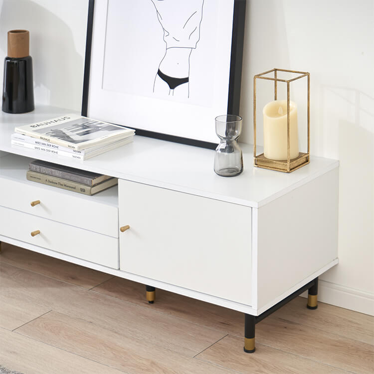 White and gold TV stand