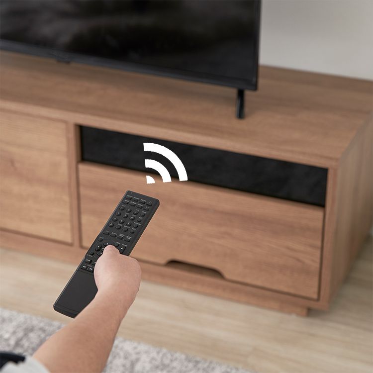 Wood grain TV stand with large storage capacity