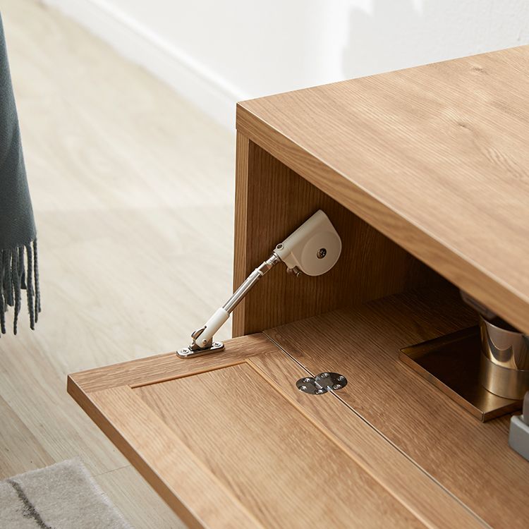 Japanese-made TV stand with flap doors and storage space, wooden legs