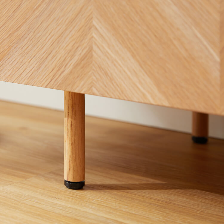 Wooden TV stand, herringbone pattern, made in Japan