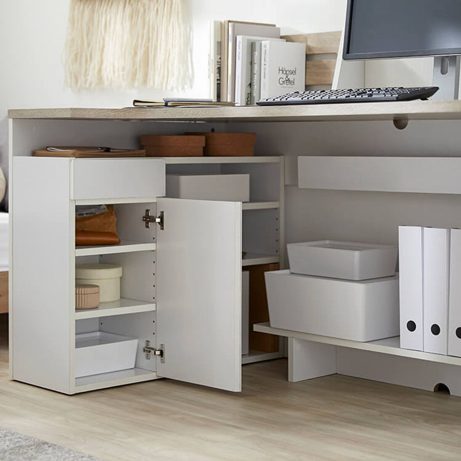 Computer desk, L-shaped desk, with drawer, office desk, with storage